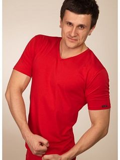 Однотонная футболка с V-образным вырезом Jolidon DTФМ17бл Red распродажа